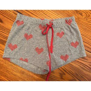seeing stars gray and red heart lounge shorts size small